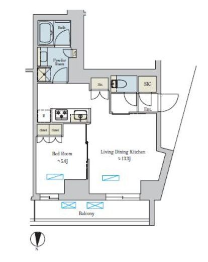 ブリリアイスト池尻大橋　337号室　間取り