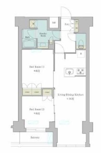 ブリリアイスト池尻大橋　413号室　間取り