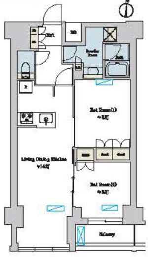 ブリリアイスト池尻大橋　416号室　間取り