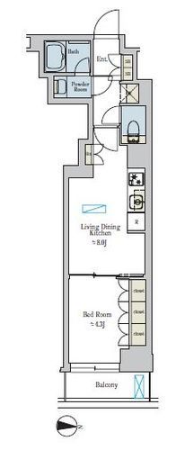 ブリリアイスト池尻大橋　422号室　間取り