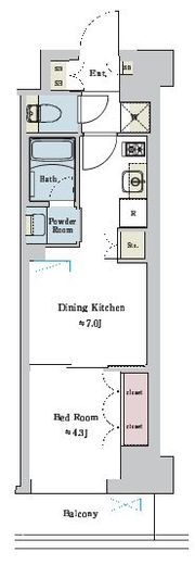ブリリアイスト池尻大橋　427号室　間取り