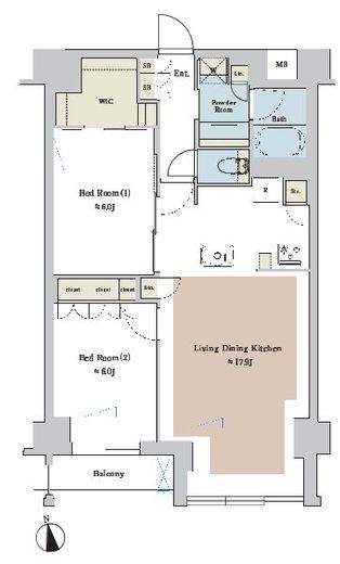 ブリリアイスト池尻大橋　610号室　間取り
