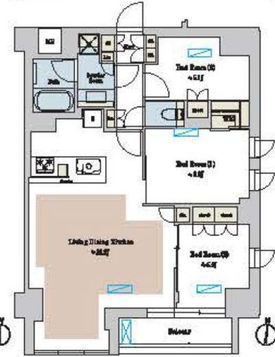 ブリリアイスト池尻大橋　621号室　間取り