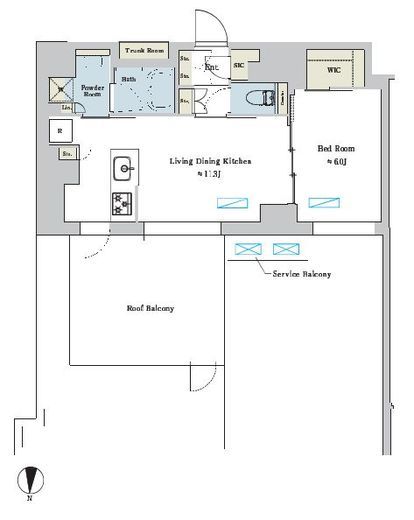 ブリリアイスト池尻大橋　719号室　間取り