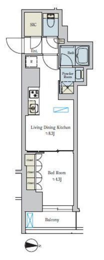 ブリリアイスト池尻大橋　522号室　間取り
