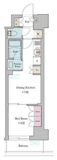 ブリリアイスト池尻大橋　623号室　間取り