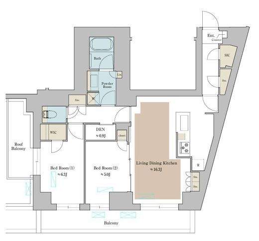 ブリリアイスト池尻大橋　801号室　間取り