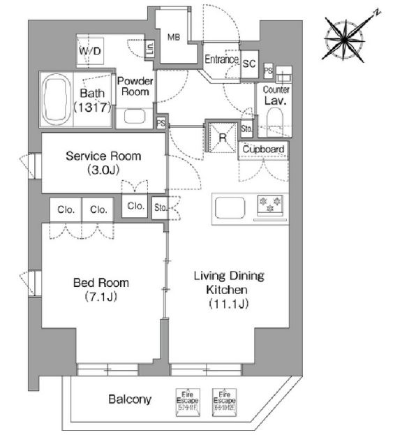Ｔｈｅ　ｇｌｏｗ　Ｍｉｔａ　1005号室　間取り