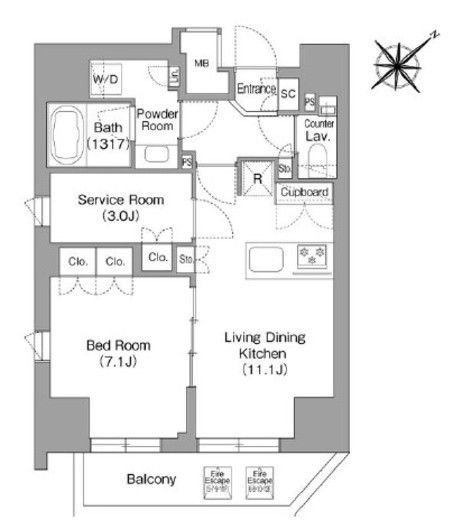 The glow Mita　705号室　間取り