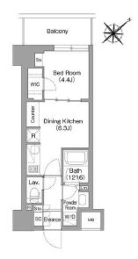 The glow Mita　902号室　間取り