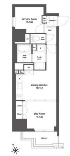 THE GATEHOUSE浅草雷門　1001号室　間取り