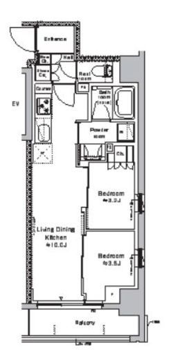 プラウドフラット三越前イースト　1002号室　間取り
