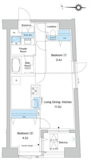 プレディアコート清澄白河　701号室　間取り