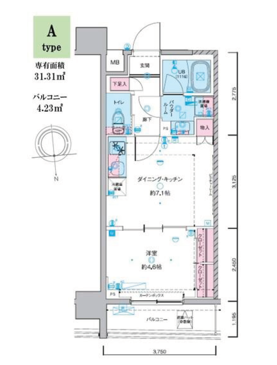 ジェノヴィア東神田グリーンヴェール　1203号室　間取り