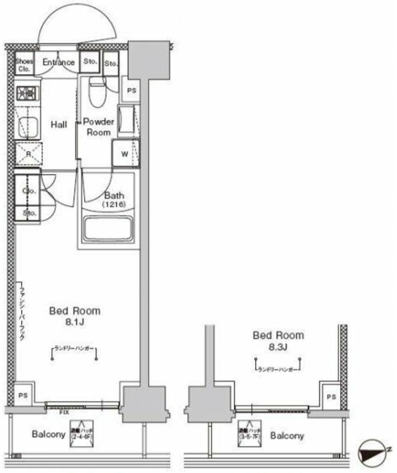 プラウドフラット門前仲町Ⅴ　703号室　間取り