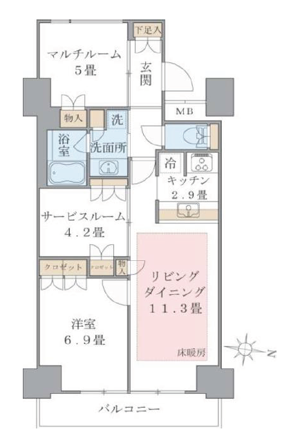 Brillia ist 東雲キャナルコート（旧アパートメンツ東雲キャナルコート）　825号室　間取り