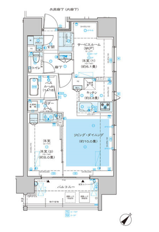 ディームス渋谷本町　1407号室　間取り