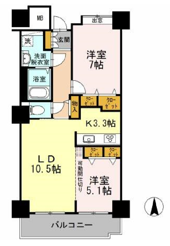品川シーサイドビュータワー　Ⅰ1612号室　間取り