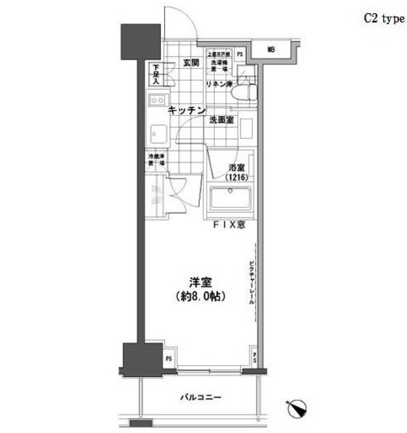 パークハビオ人形町　803号室　間取り