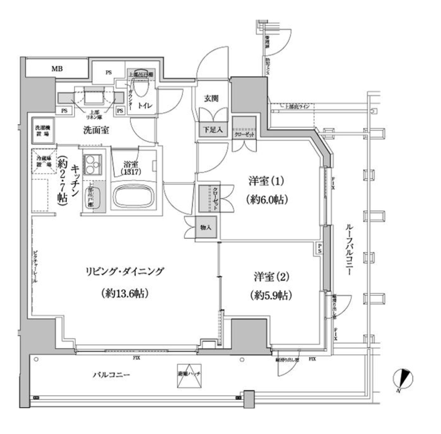 パークハビオ渋谷本町レジデンス　1001号室　間取り