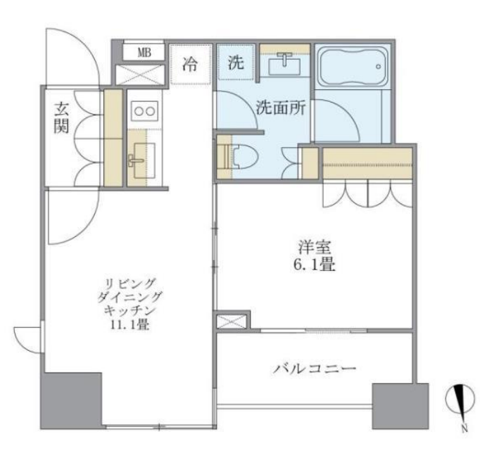 アパートメンツタワー麻布十番　201号室　間取り
