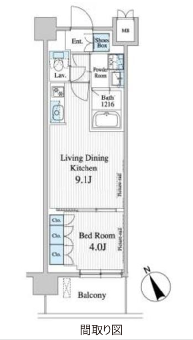 プレノ清澄庭園　814号室　間取り
