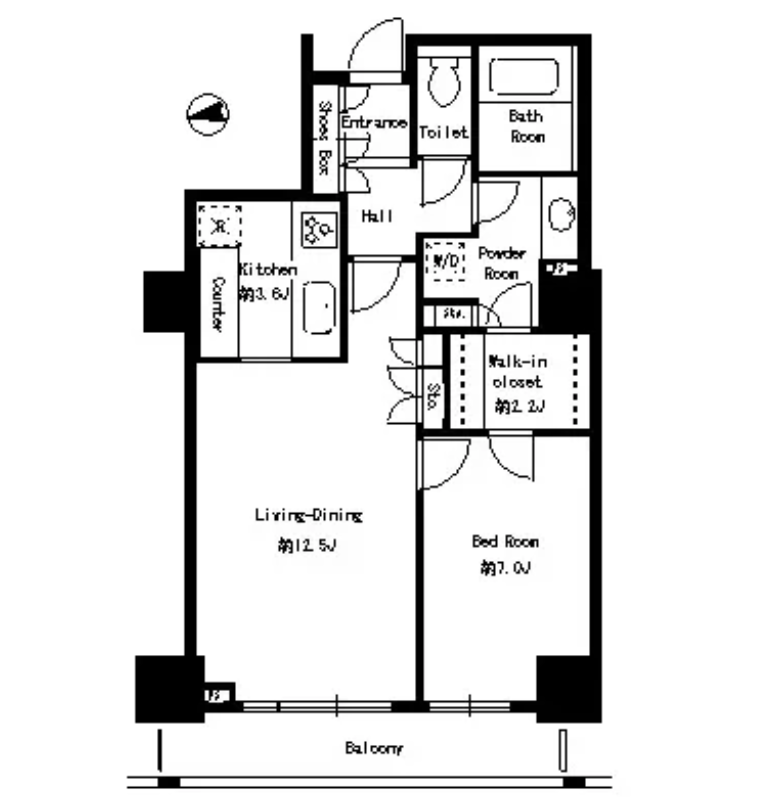 パークタワー芝浦ベイワード アーバンウイング　2205号室　間取り