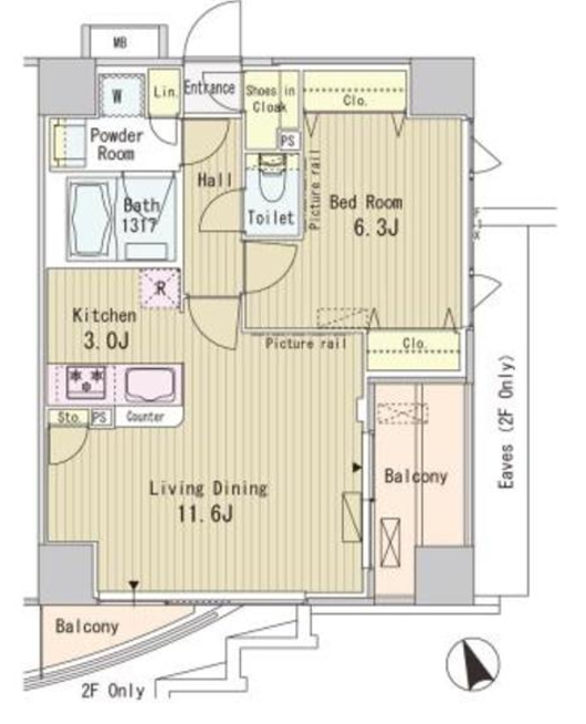 パークフラッツ芝浦（旧東京ベイテラス）　904号室　間取り