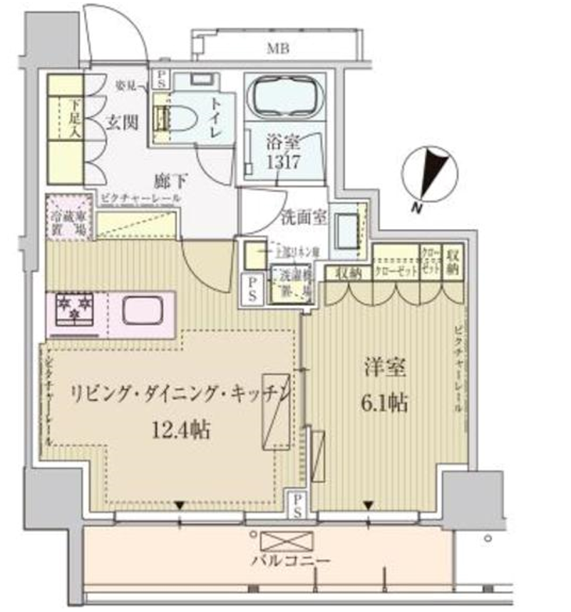 パークアクシス赤坂見附　1306号室　間取り