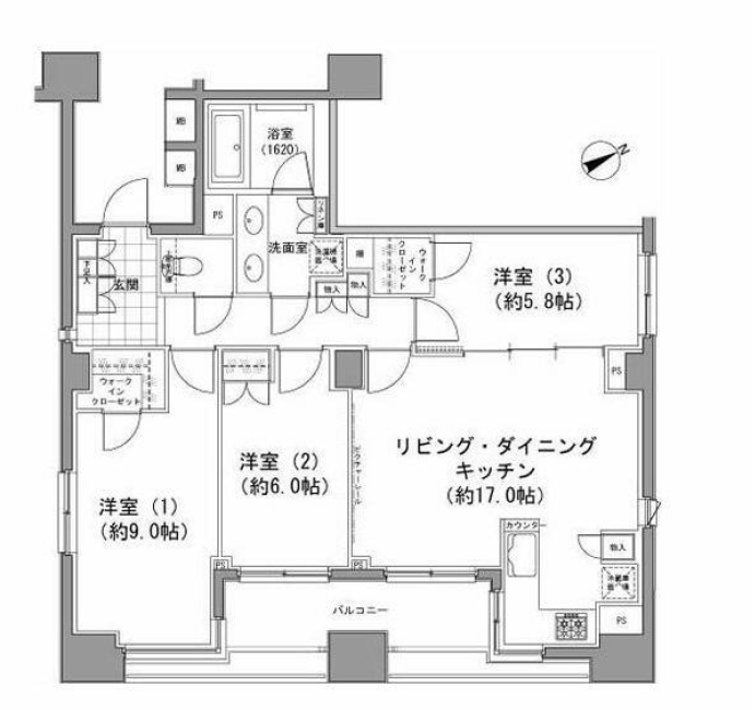 パークハビオ八丁堀　1205号室　間取り