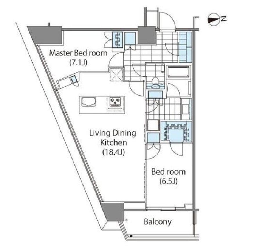 コンフォリア新宿イーストサイドタワー　1116号室　間取り
