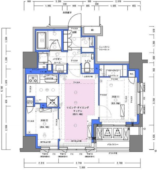 ディームス大手町ノース　302号室　間取り