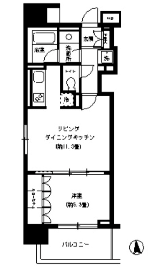 KDXレジデンス芝公園　1301号室　間取り