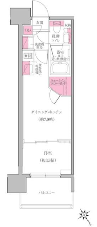 レジディア門前仲町プレイス（旧：クレヴィアリグゼ門前仲町）　806号室　間取り