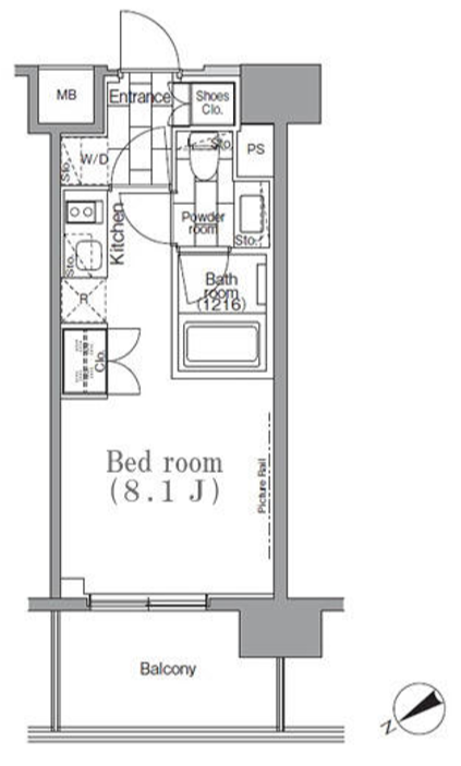 パークハビオ目黒リバーサイド　208号室　間取り