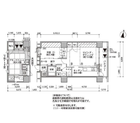 東雲キャナルコートCODAN　18号棟516号室　間取り
