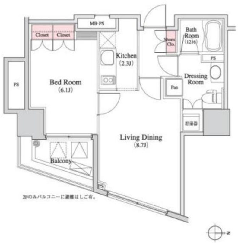 パークキューブ八丁堀　305号室　間取り