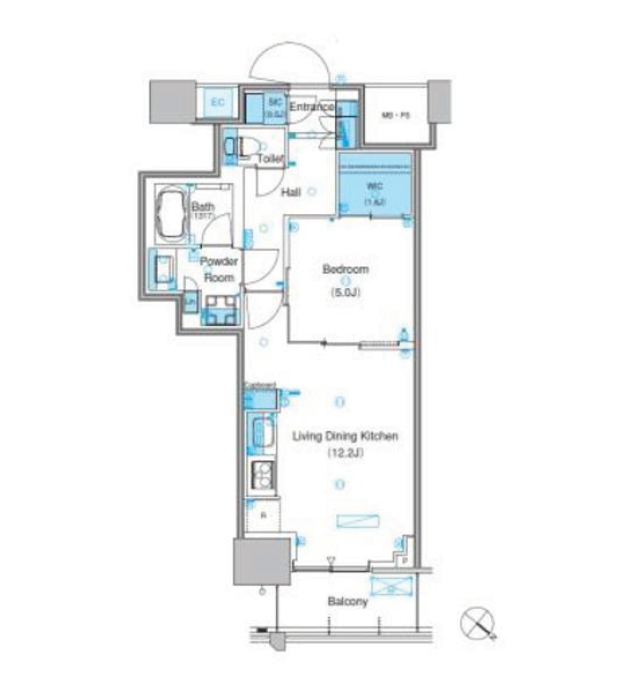 パークアクシス豊洲キャナル　830号室　間取り