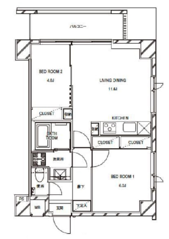 The MEGURO　208号室　間取り