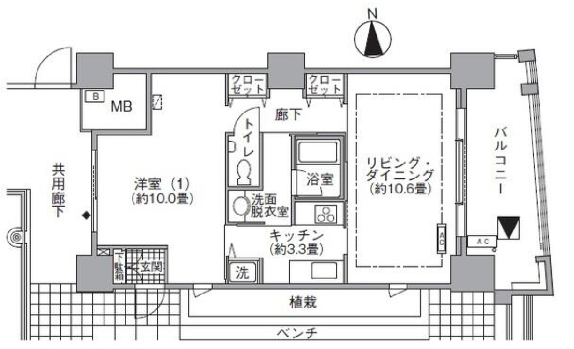アクティ汐留　303号室　間取り