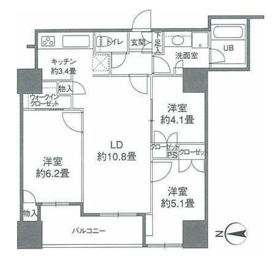 カスタリアタワー品川シーサイド　711号室　間取り